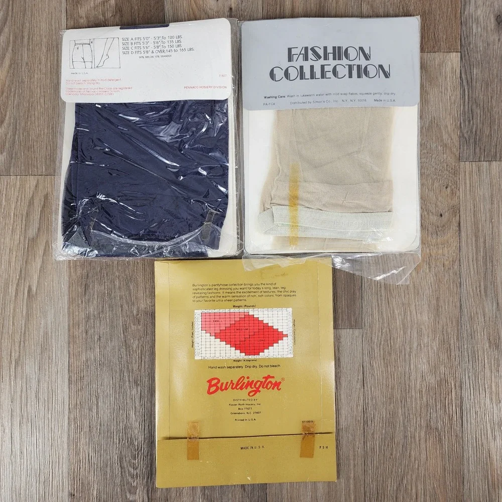 Vintage Pantyhose Lot 3 Sheermode Calvin Klein Burlington‎ Plum Oyster White B M